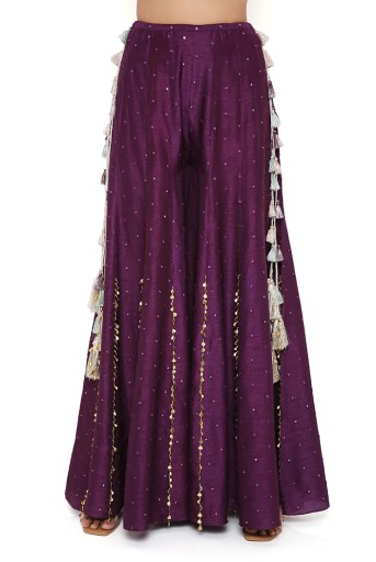 PS-CS0032-B  Purple Georgette Embroidered Choli With Abla Silk Sharara