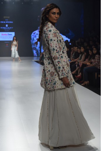 PS-FW642A Rana Chalk White Georgette Jacket with Lehenga