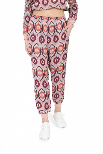 PS-FW813  Red Colour Printed Art Silk Top with Jogger Pant