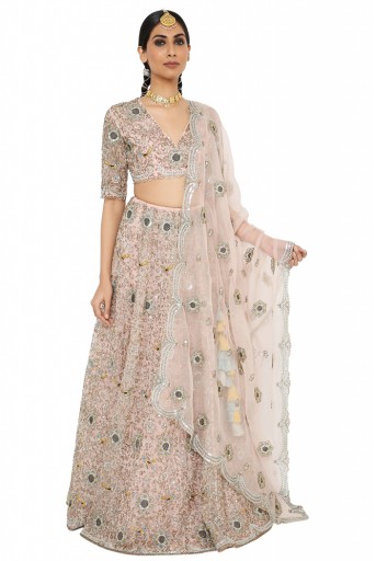PS-LH0047 Imaar Rose Pink Colour Embroidered Organza Choli And Lehenga With Dupatta