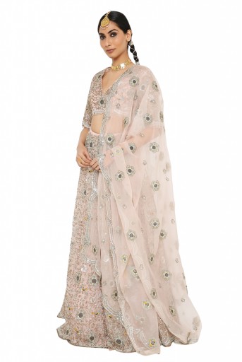 PS-LH0047 Imaar Rose Pink Colour Embroidered Organza Choli And Lehenga With Dupatta