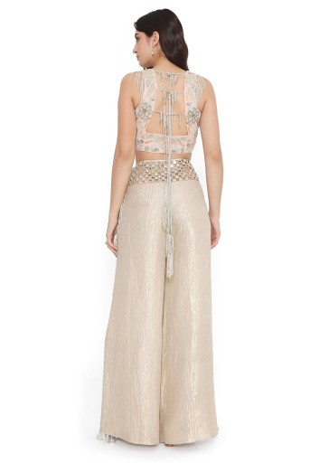 PS-CP0004-A-1  Rose Pink Embroidered Back Tie-Up Choli With Pant