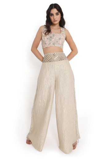 PS-CP0004-A-1  Rose Pink Embroidered Back Tie-Up Choli With Pant