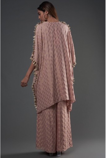PS-KP0254-A  Rose Pink Embroidered Kaftan With Palazzo
