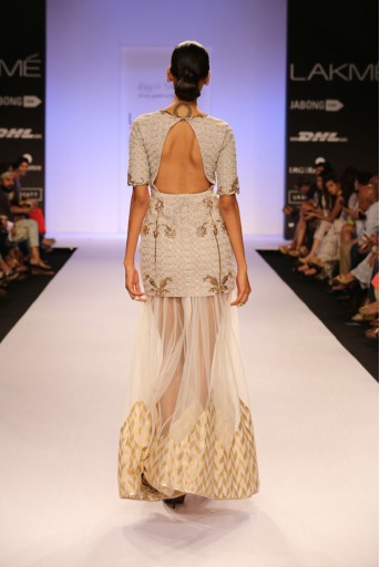 PS-FW255 Sahara Stone Cutout Dress with Tulle skirt with Banarsi Border