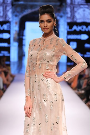 PS-FW317 Shabnam Blush Sequined Bustier  and Dhoti Pant with Organza Jacket