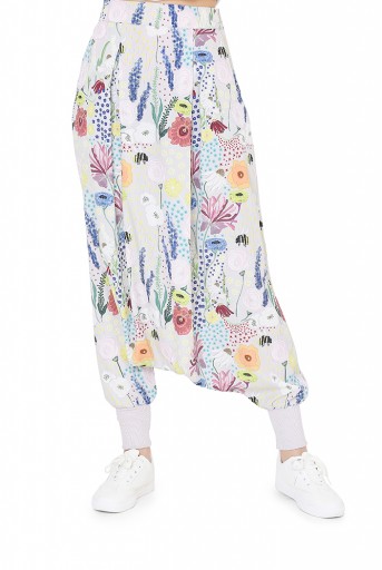 PS-FW823  Stone Colour Printed Art Crepe Top with Low Crotch Pant