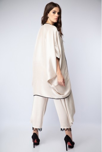PS-ST1199 Stone Embroidered Kaftan with Cowl Calf-Length Pants