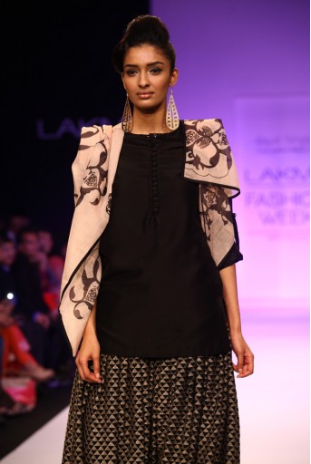 PS-FW203 Tanaz Black Silkmul Kurta with Salwar and Printed Dupatta Suit