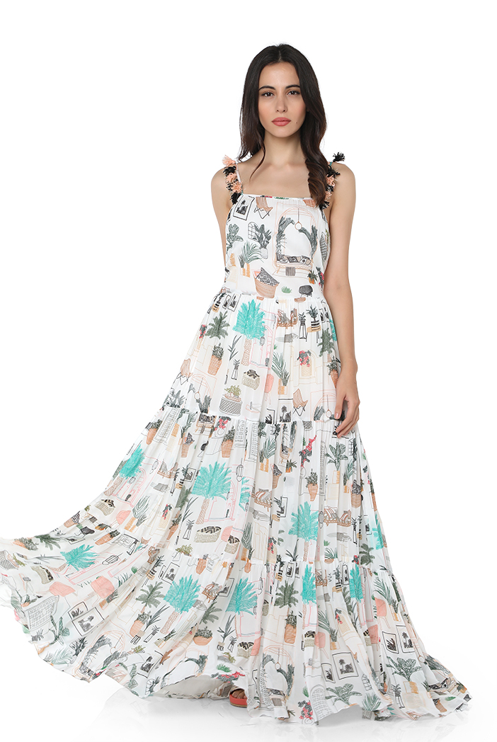 Beautiful Black Indo-western Georgette Gown – FashionVibes