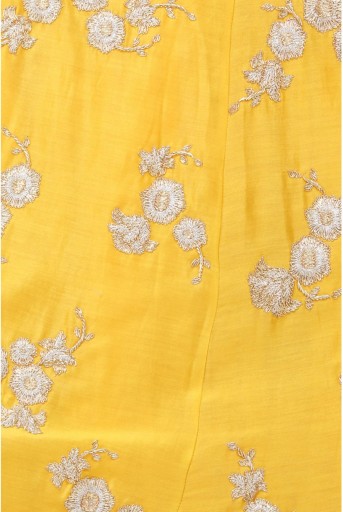 PS-FW370-S  Yellow Floral Embroidered Crop Choli With Lehenga & Dupatta With Embroidered Border