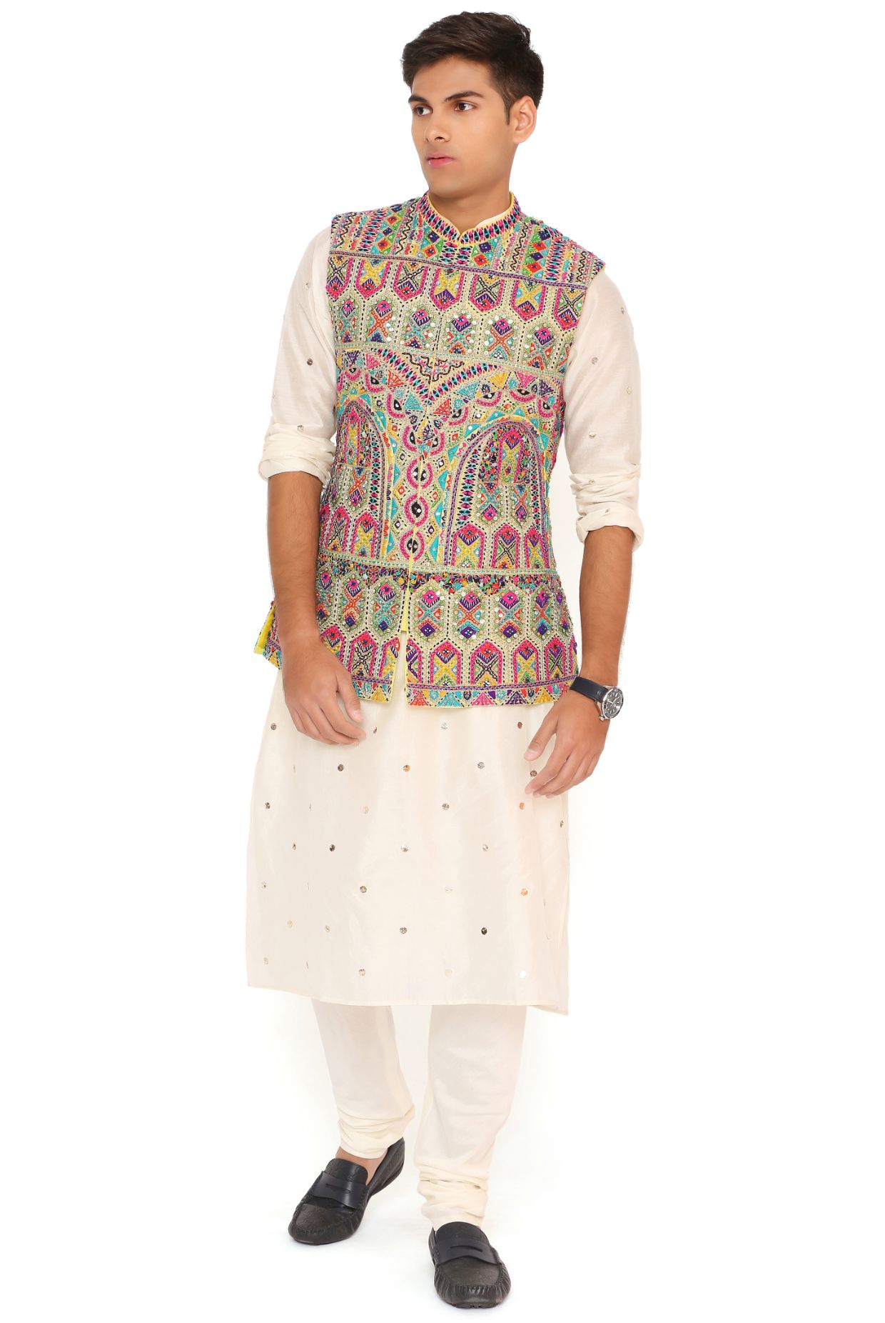 Buy PS Men by Payal Singhal Blue Kurta with Off White Churidar - Set of 2  online