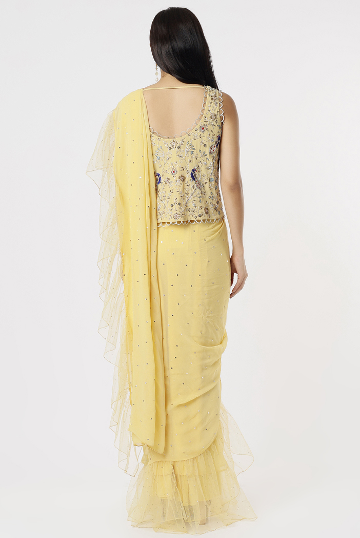 Golden Yellow Draped Saree