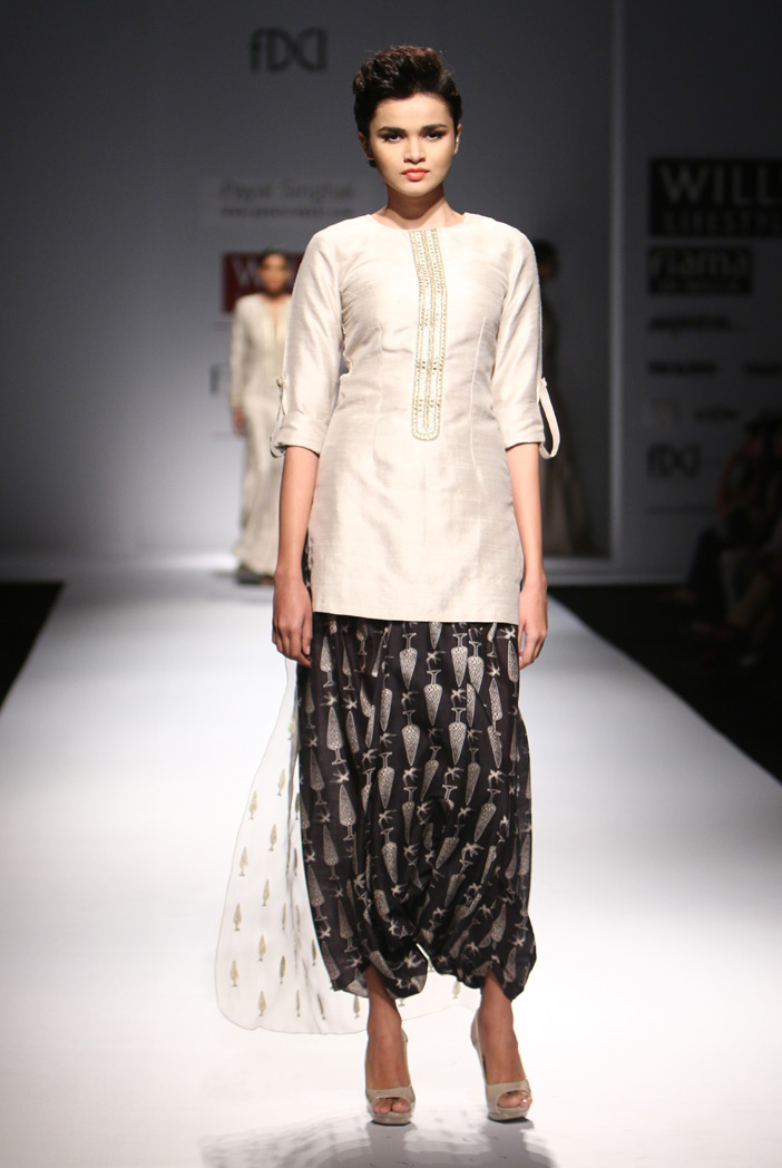 Buy Grey Light Bird Printed Tunic With Yellow Dhoti Skirt For Women by Soup  by Sougat Paul Online at Aza Fashions.